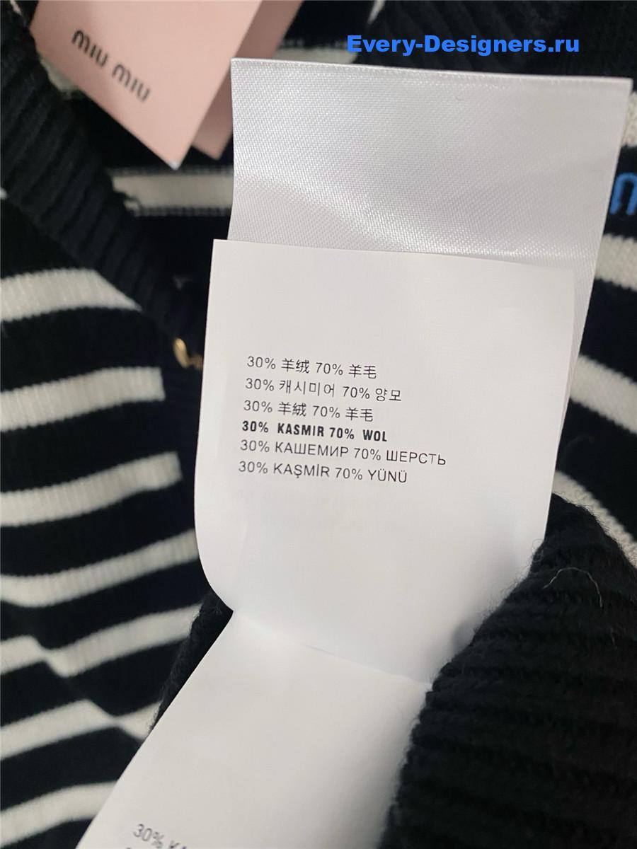 Miu Miu Women Black White Striped Shirt