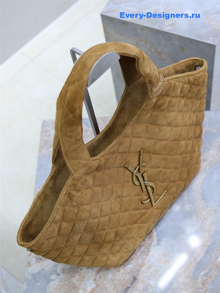 Sa1nt Lau*nt quilted suede icare small shopping tote
