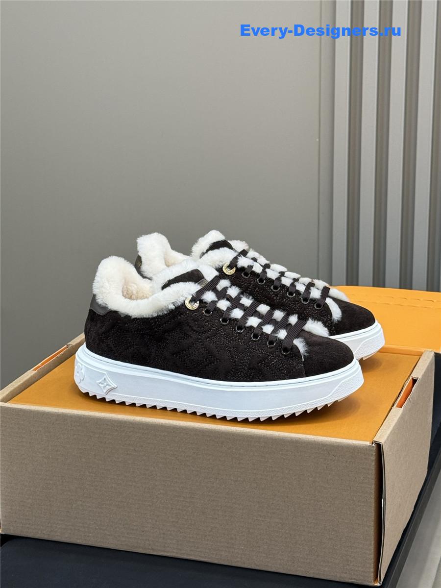 l0vis Vvtt0n dark brown time out shearling sneakers