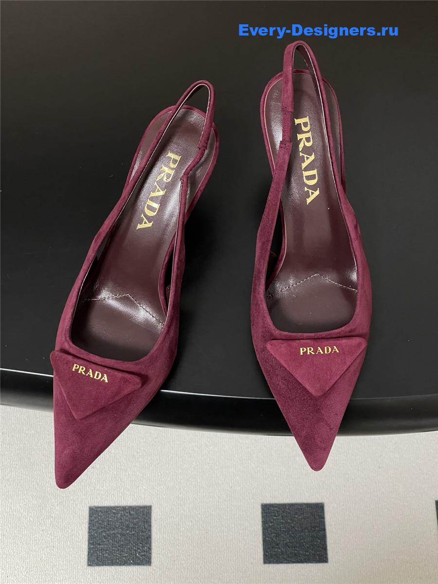 Pra*a burgundy suede slingback pumps