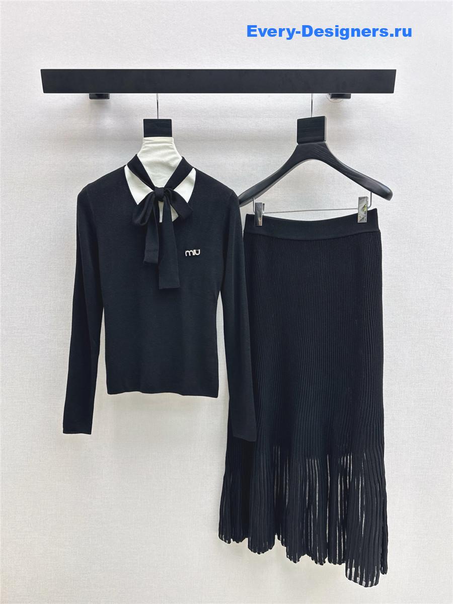 Miu Miu Black Knitted Skirt Set