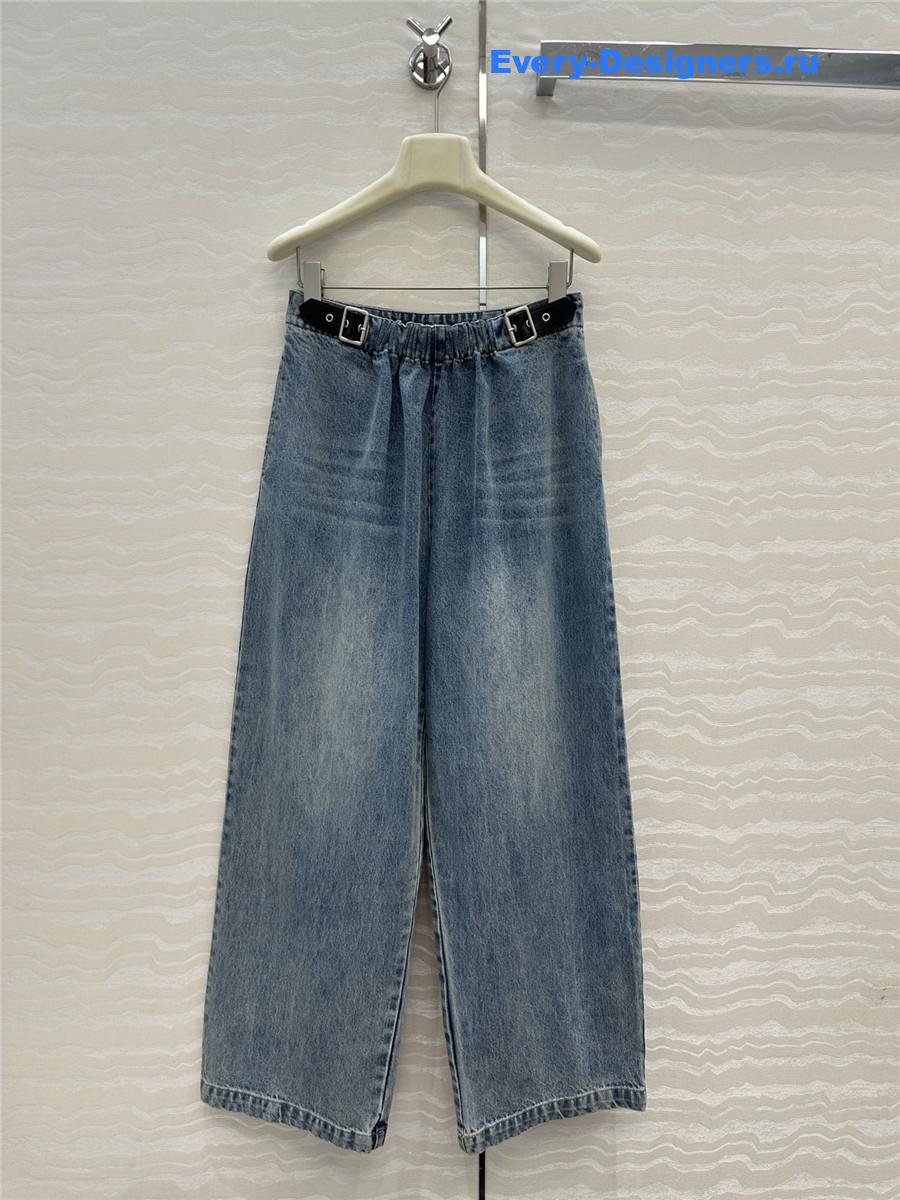 L0ew* draped blue straight jeans
