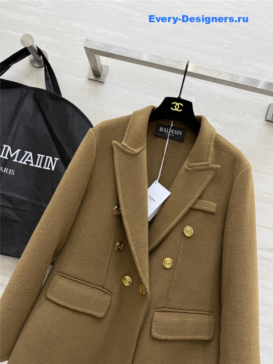 Balmain Camel Wool Suit Coat