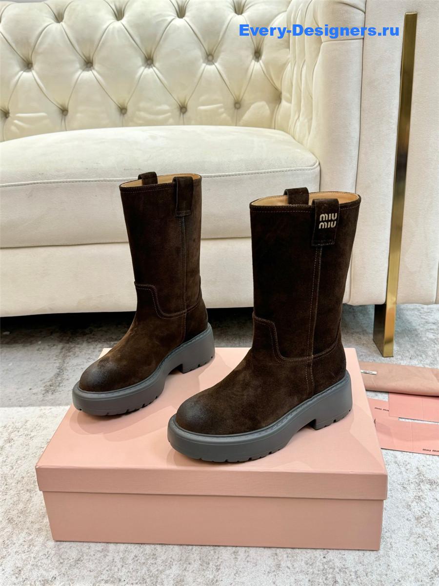 Miu Miu Dark Brown Suede Boots