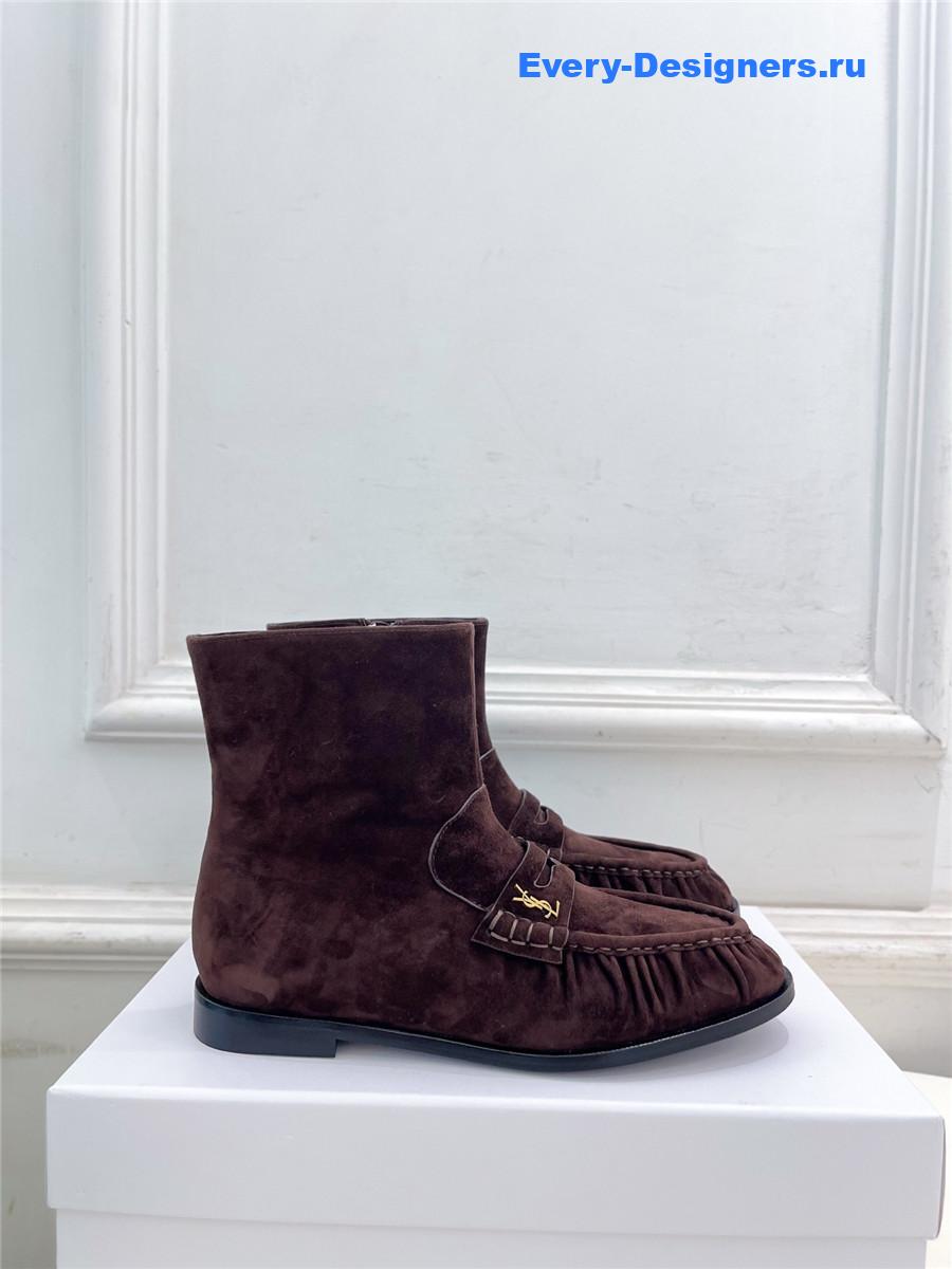 Sa1nt Lau*nt dark brown suede ankle boots