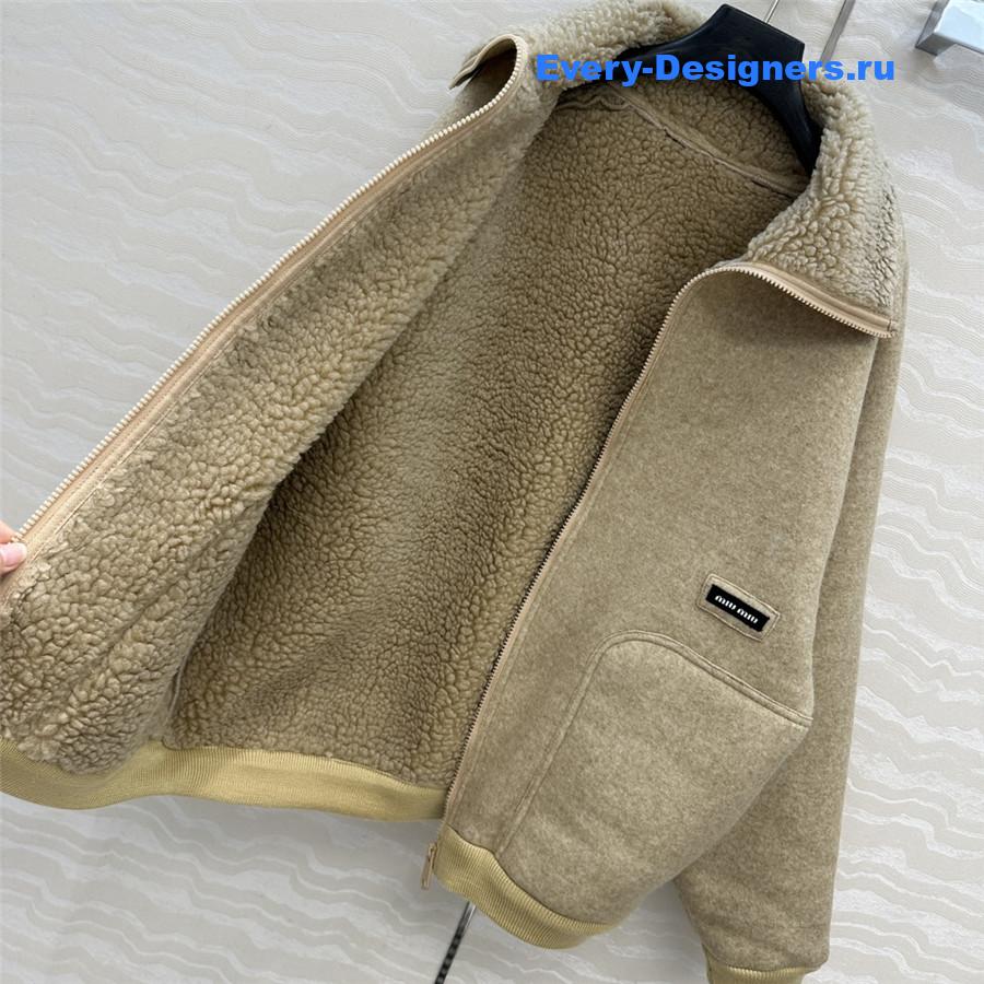 Miu Miu Fleece Zip-up Blouson Jacket