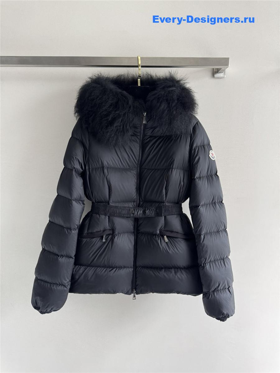 Moncler Black Boed Belted Down Jacket