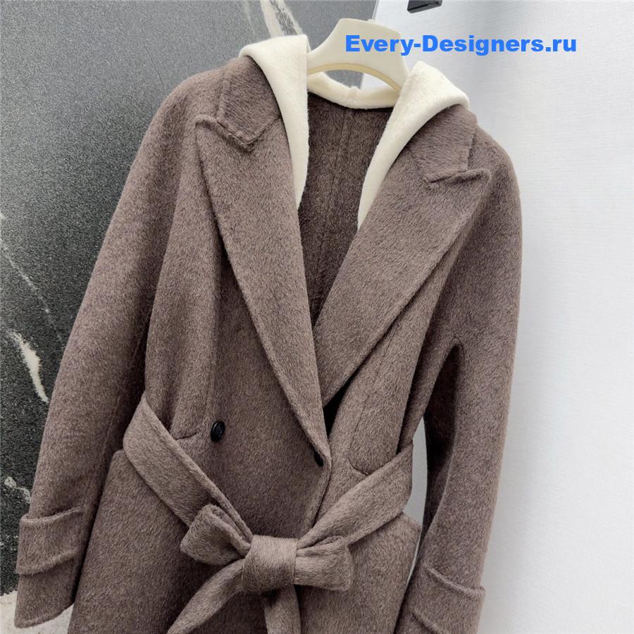 Max Mara Brown Hooded Double Coat