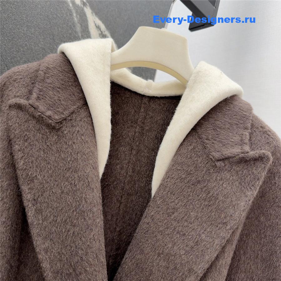 Max Mara Brown Hooded Double Coat