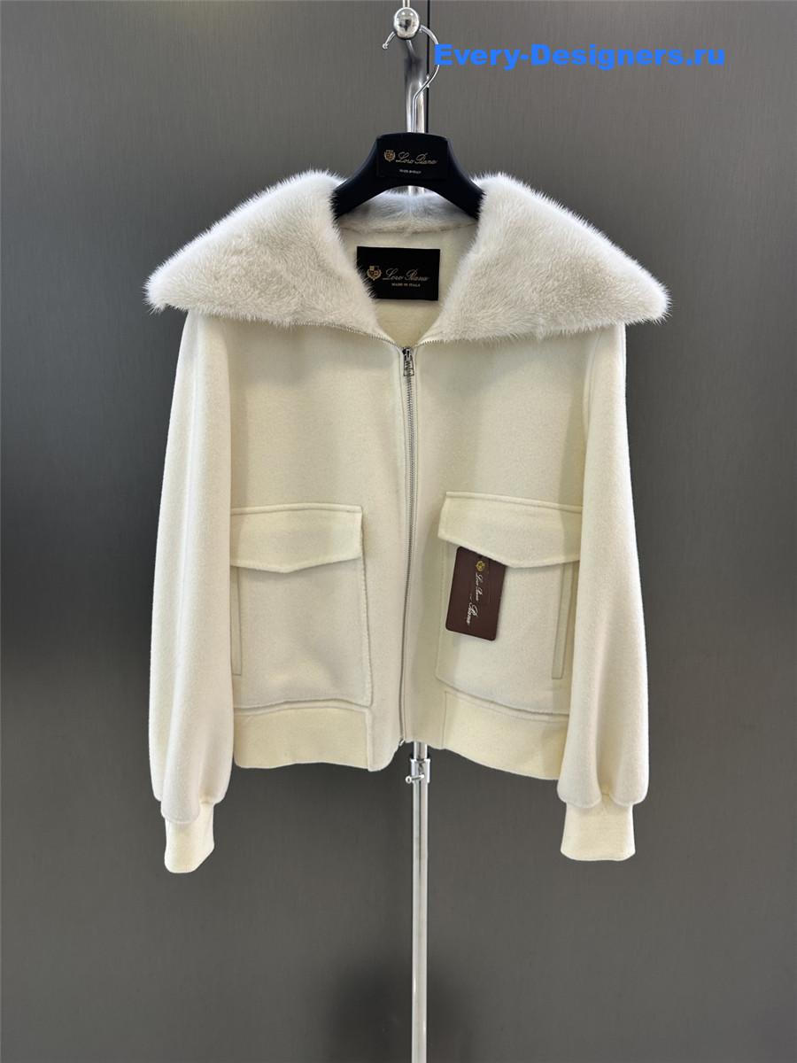 L0r0 P1ana lapel mink cashmere zip-up jacket