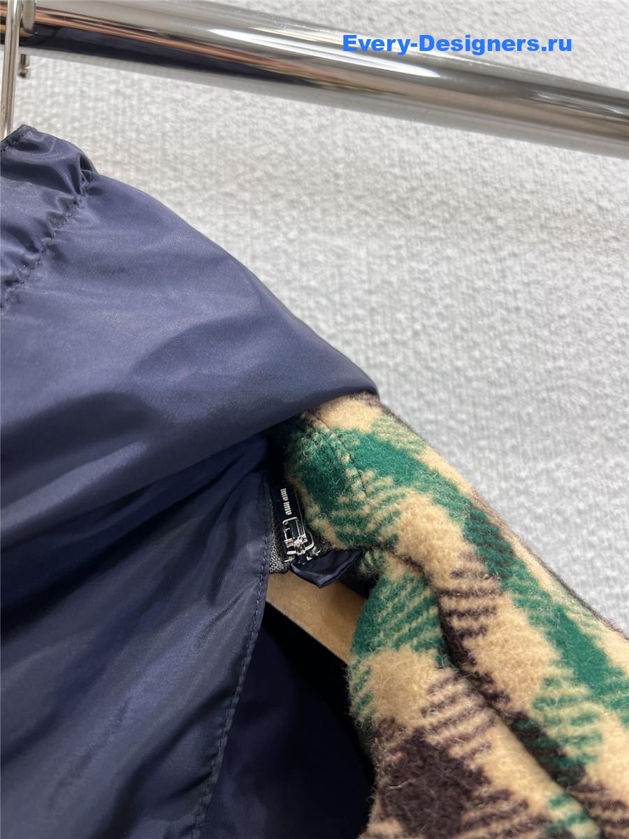 Miu Miu Green Gingham-check Hooded Jacket