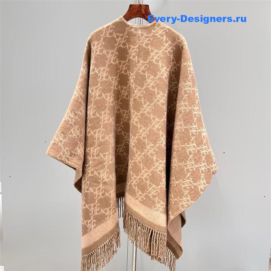 F**di camel ff jacquard wool cape