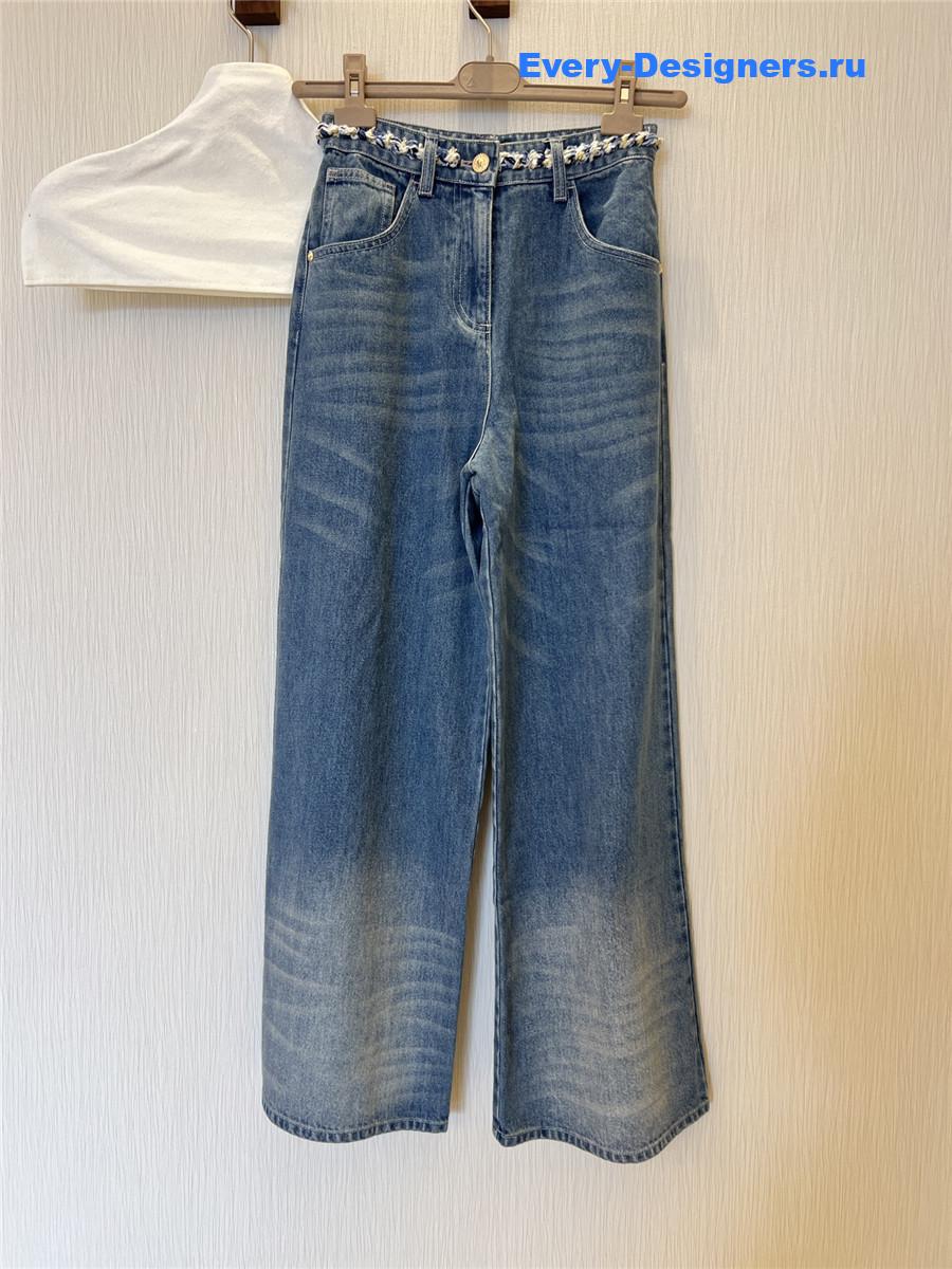 Ch**el high rise woven wide leg jeans