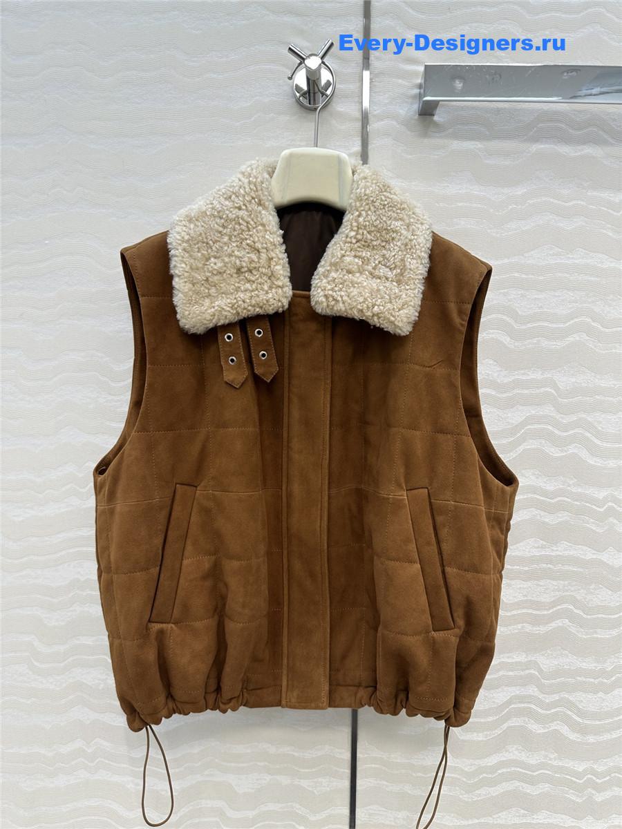 L0ew* brown faux suede gilet