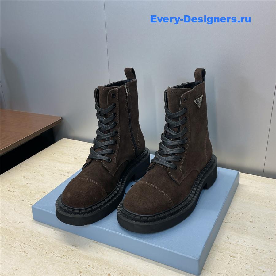 Pra*a dark brown suede lace-up boots