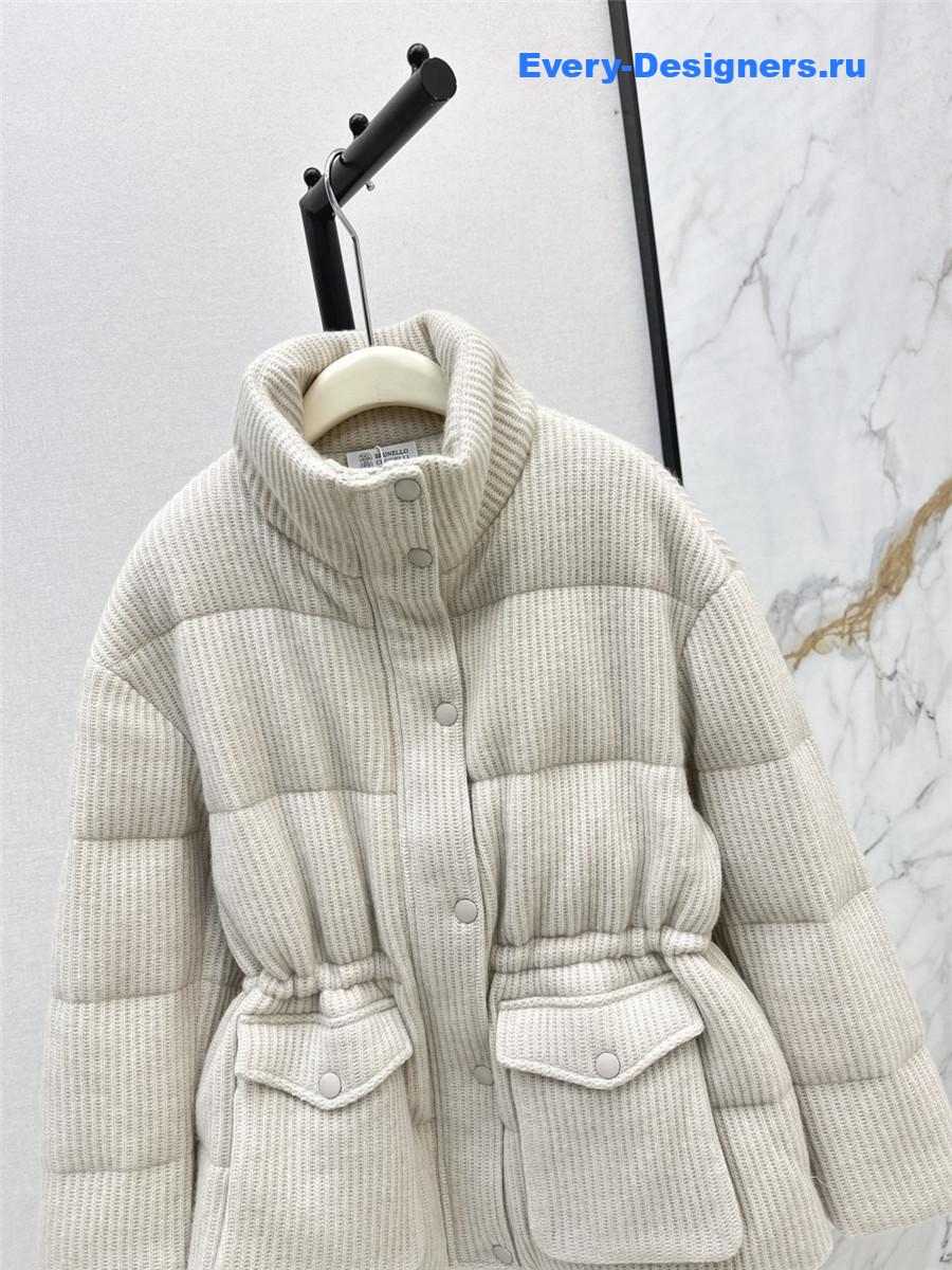 BC Stand Collar Cashmere and Goose Down Coat