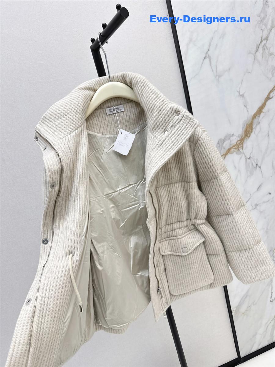 BC Stand Collar Cashmere and Goose Down Coat