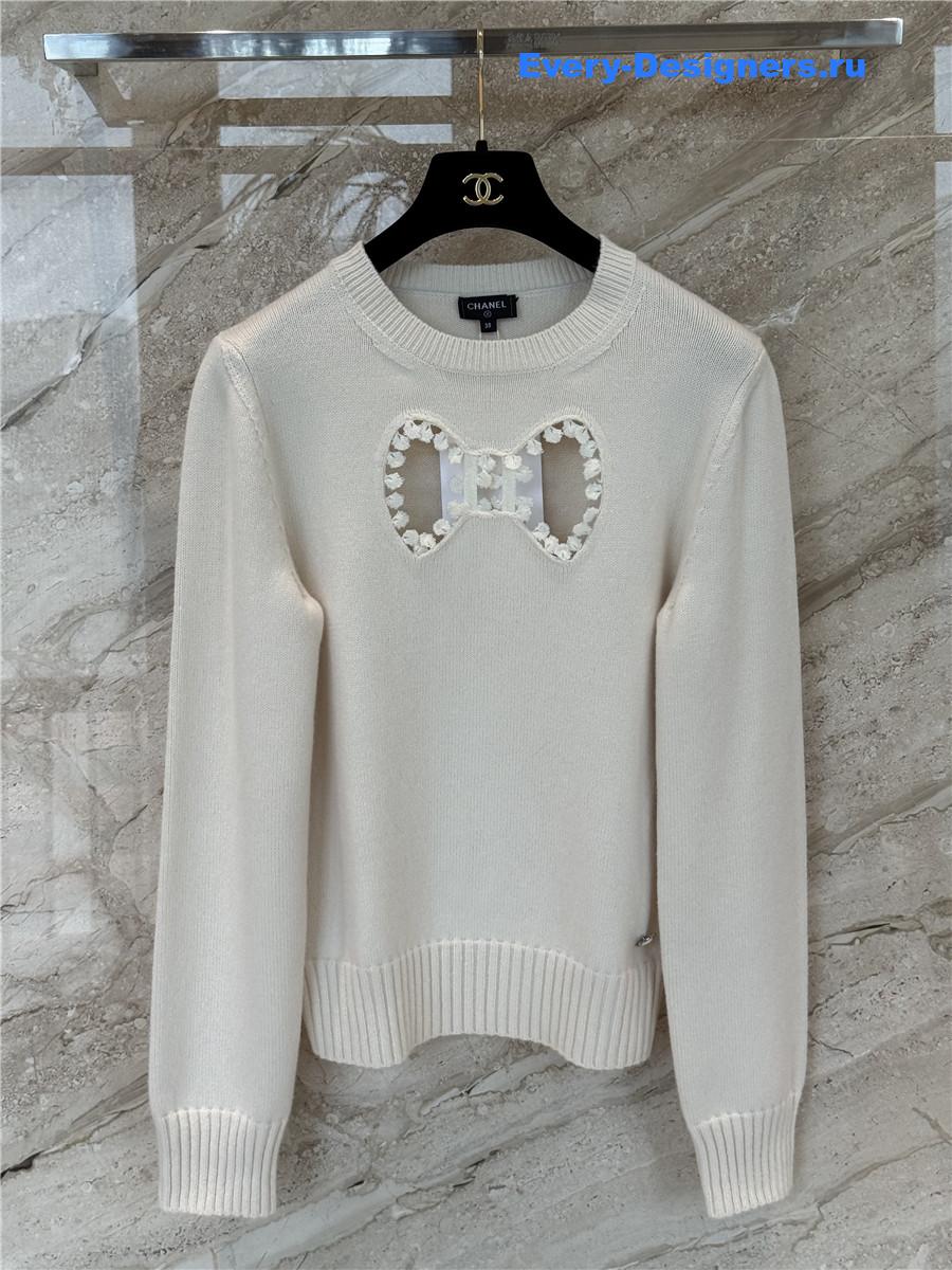 Ch**el white bow knit sweater
