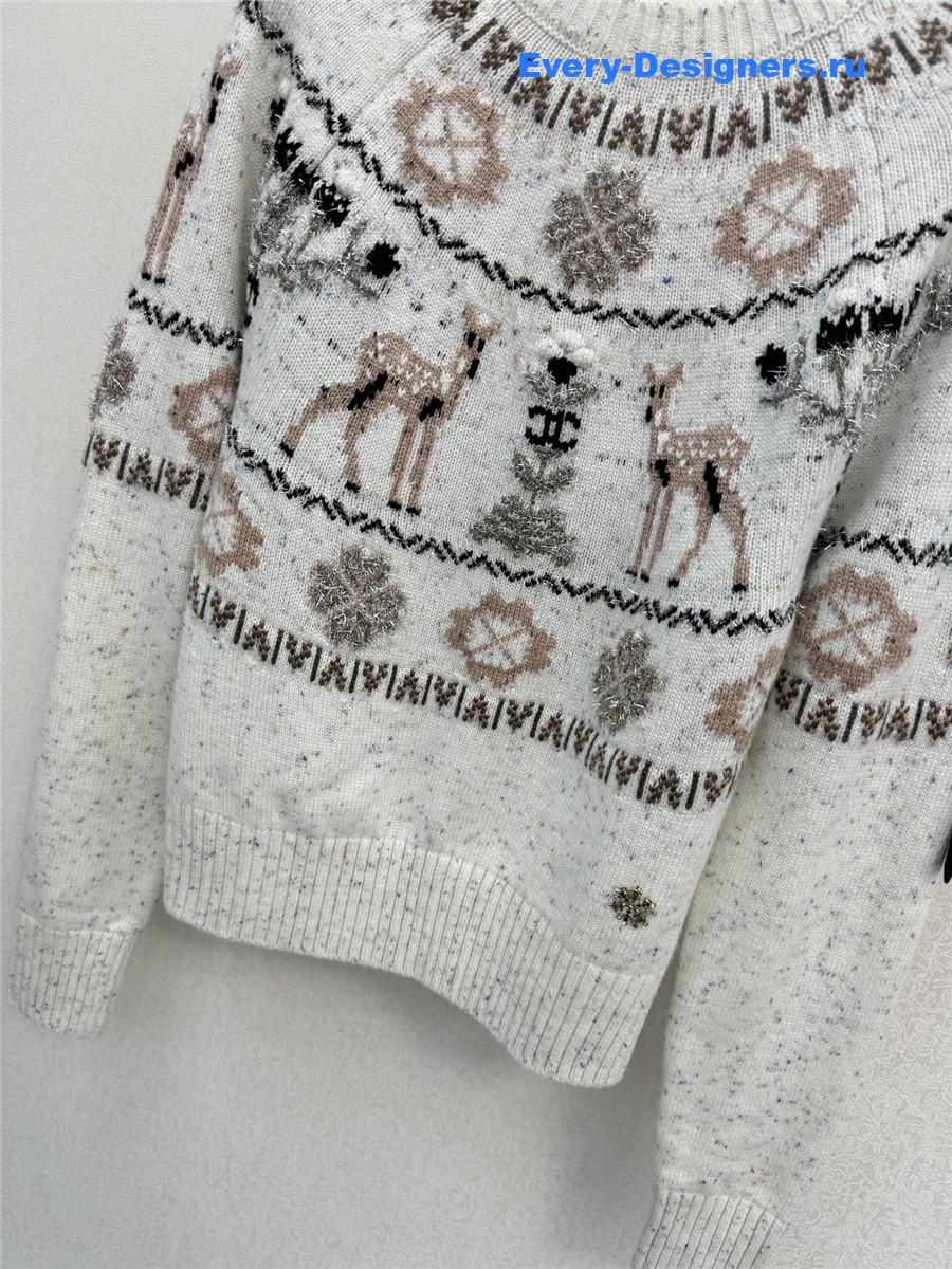 Ch**el white christmas skiing crew neck sweater