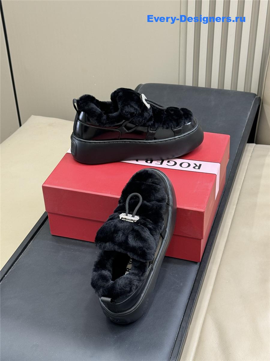 roger u1u1er black shearling suede sneaker