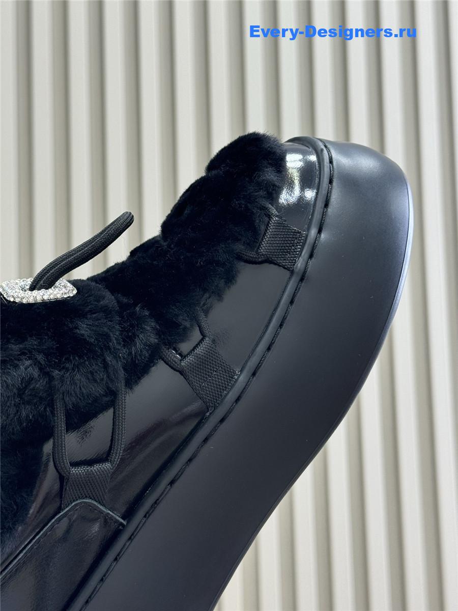 roger u1u1er black shearling suede sneaker