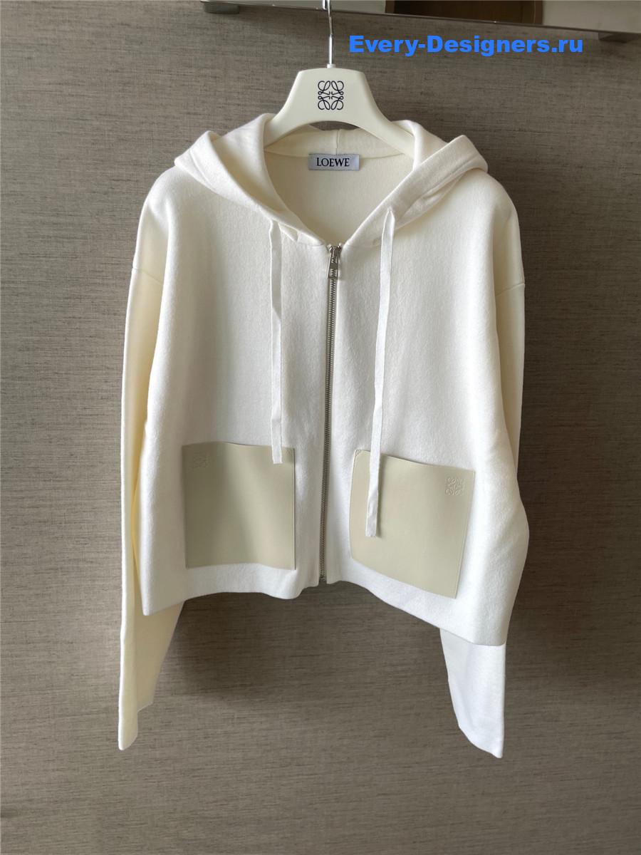 L0ew* leather-trimmed wool-blend hoodie