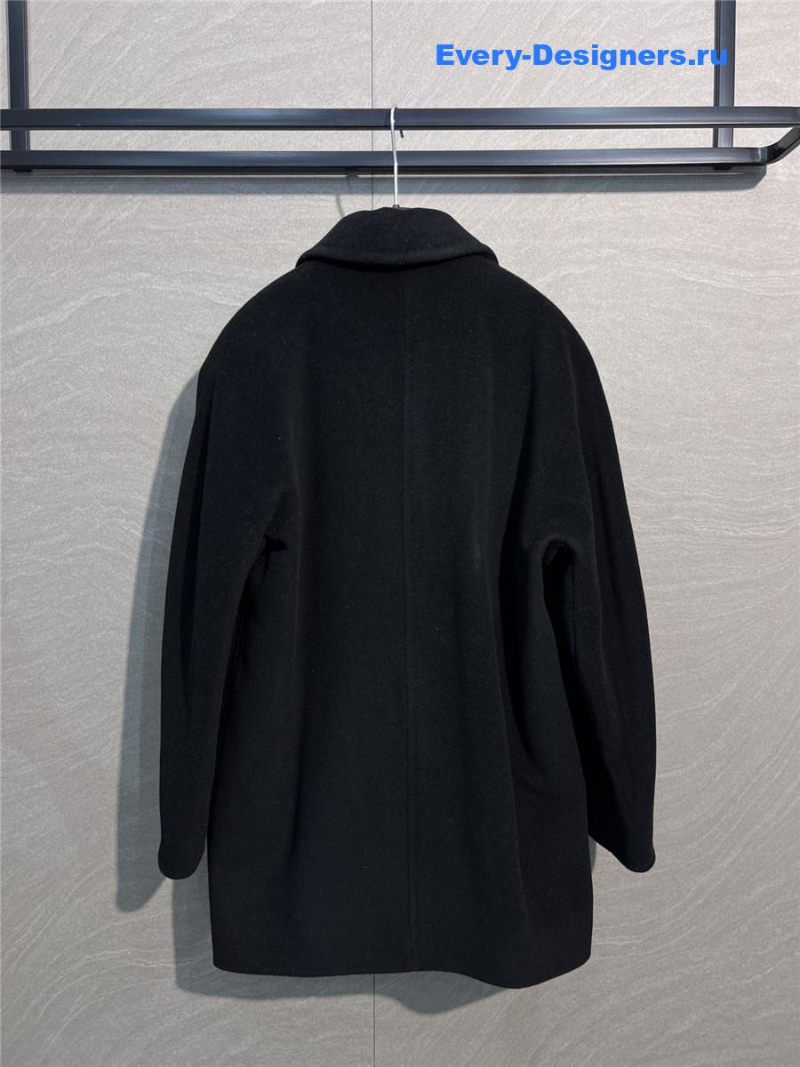 Max Mara Black Rebus Wool Double-Breasted Short Coat