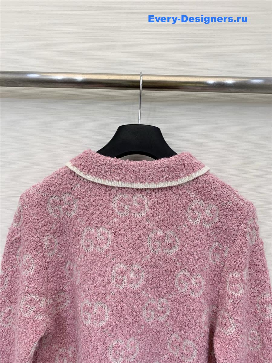 Gvc*1 gg pink knit short polo shirt