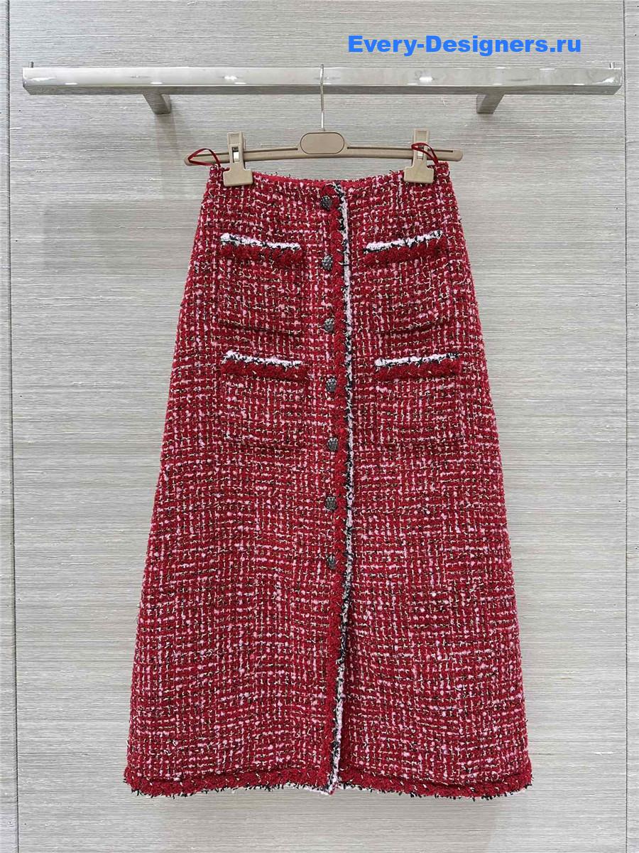 Ch**el red tweed skirt