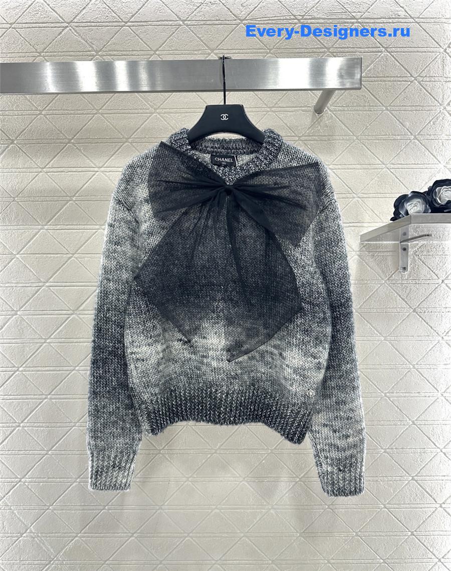 Ch**el large black bow knit sweater