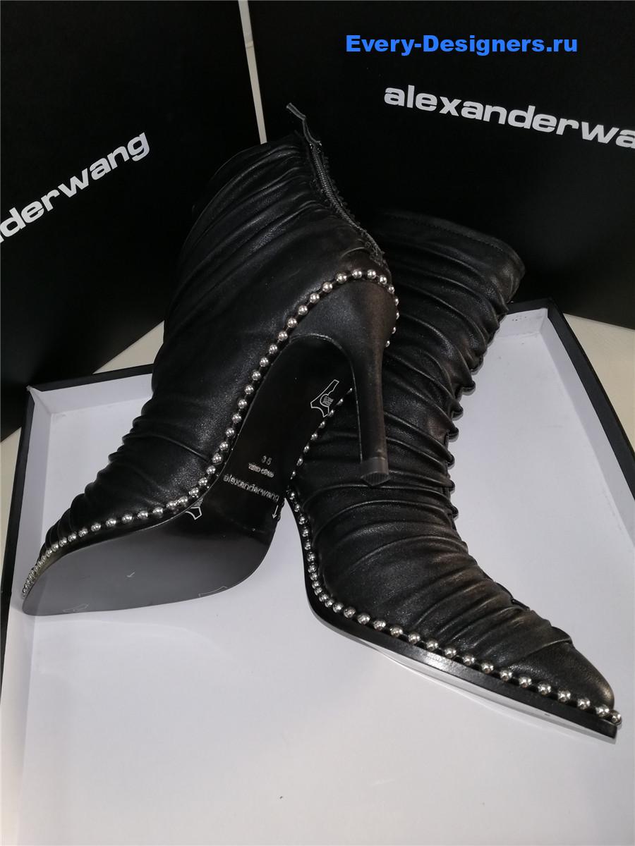 A1exa*der wang eri studded ruched leather stiletto boot