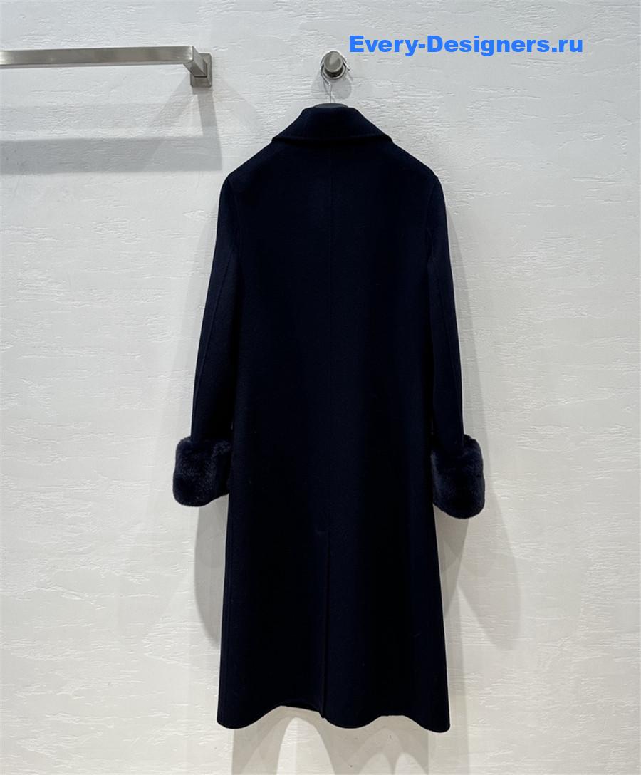 D10r women double-breasted faux collar wool jacket